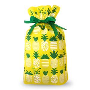 Drawstring Gift Bags LG 3-pk, Pineapple Parade