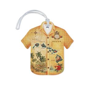 Islands of Hawai‘i - Tan, Aloha Shirt Luggage Tag