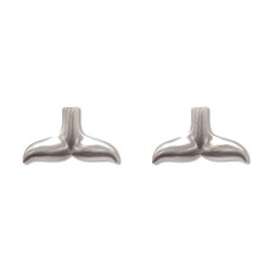 Charm Earrings 1-pr, Whale Tail - Silver