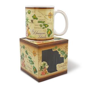 10 oz. Boxed Mug, Hawaiian Vintage Map
