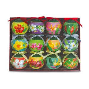 Paper Ball Orn 12-pk, Holiday Florals