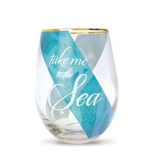 Coastal Stemless Wine Glass, Take Me to the Sea