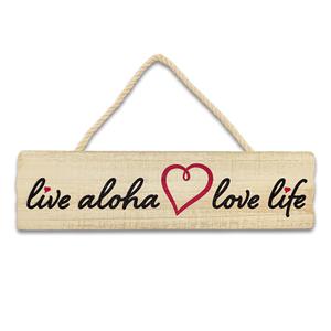 Wooden Hanging Signs, Live Aloha Love Life - Heart